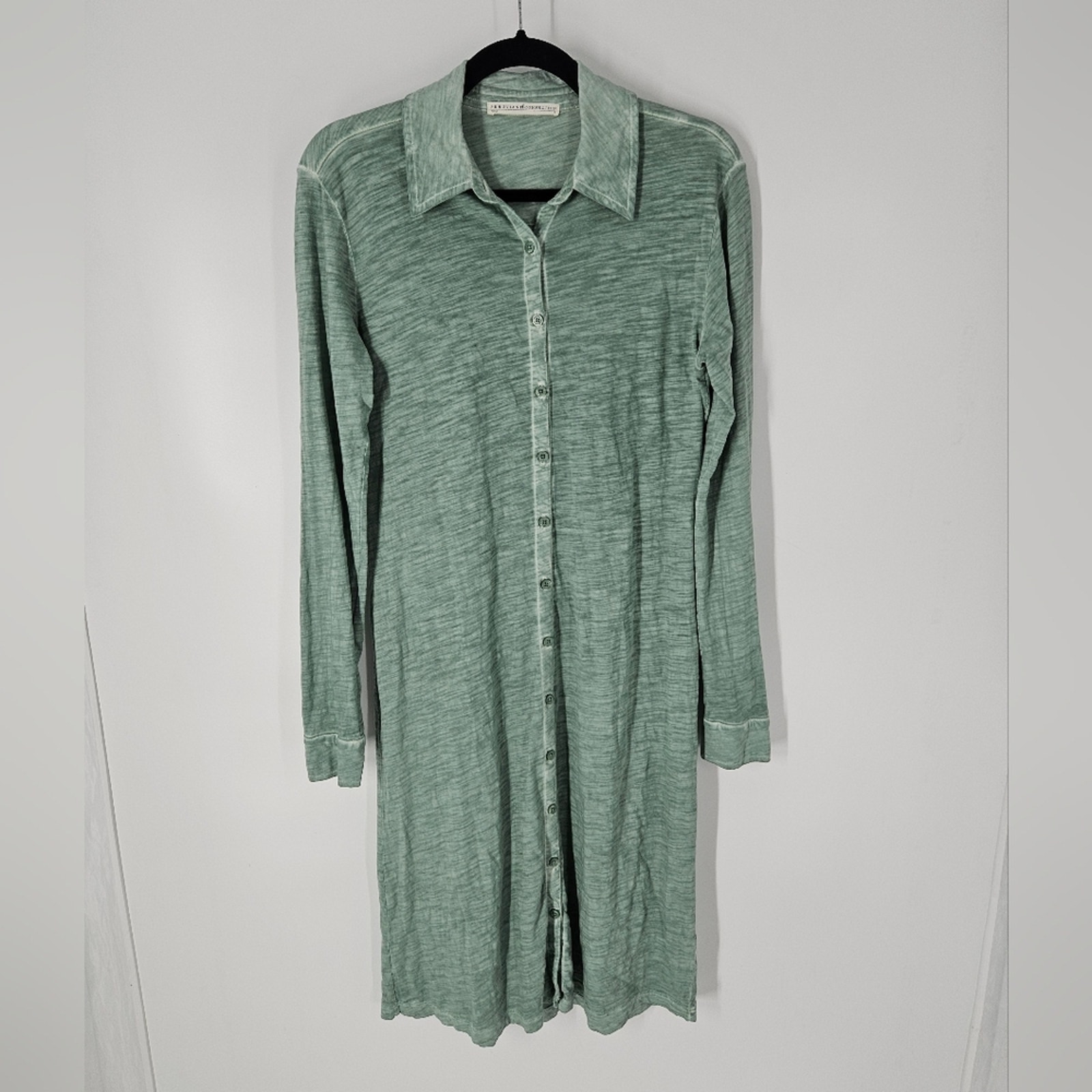 Peruvian Connection Green Verdigris Lagos Midi Shirt Dress S — image 2 of 7
